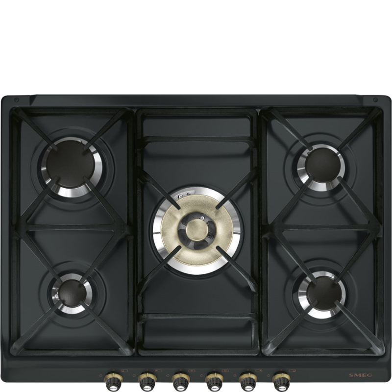 Smeg Plynová varná deska SR775, 75 cm, 5 varných zón, antracit SR775AO