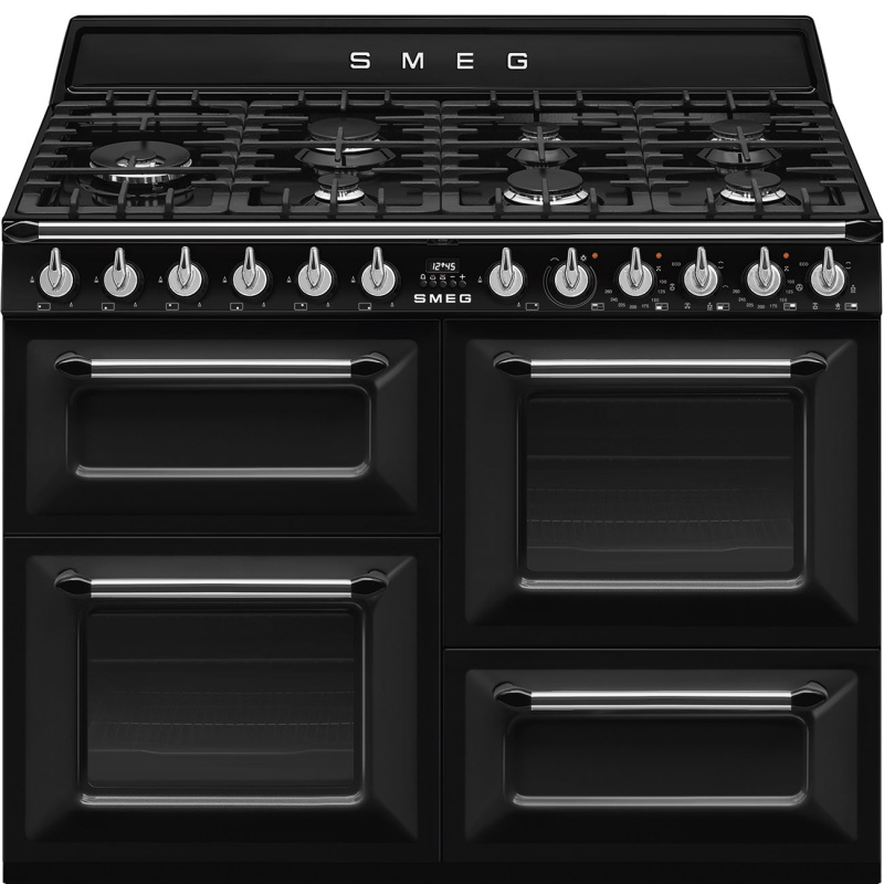 Smeg Kombinovaný sporák Victora s plynovou varnou deskou a horkovzdušnou troubou, TR4110, černá TR4110BL1
