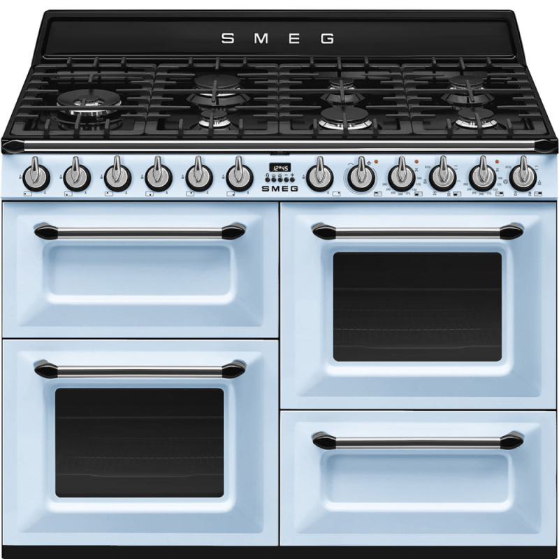 Smeg Varné centrum Victoria s plynovou varnou deskou a 3 troubami, 110 x 60 cm, TR4110, pastelově modrá TR4110AZ