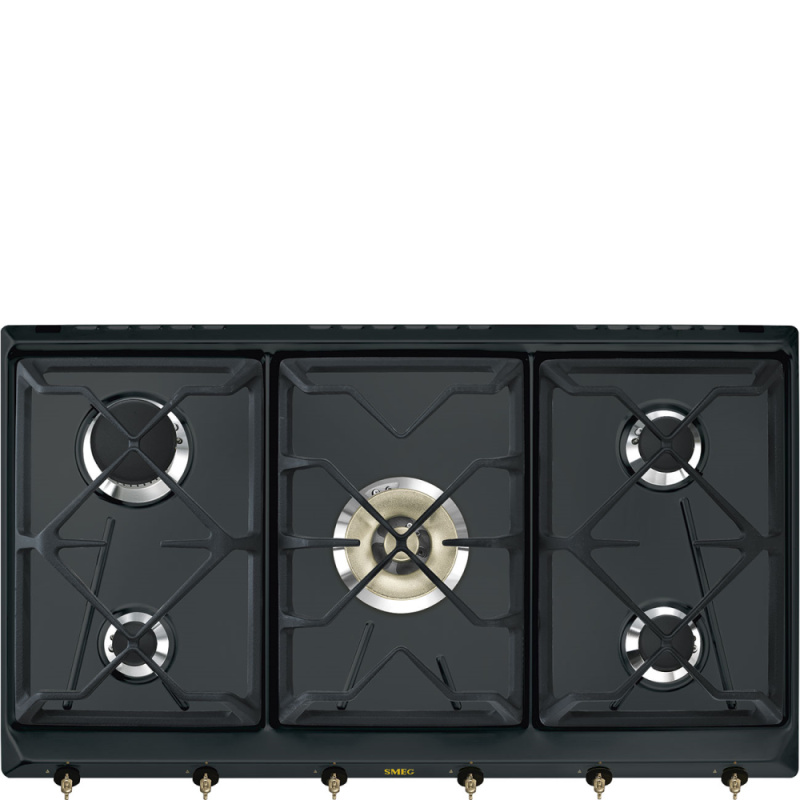 Smeg Plynová varná deska SRV896, 90 cm, 5 varných zón, černá SRV896AOGH