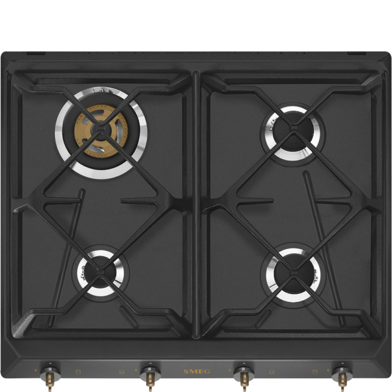 Smeg Plynová varná deska se 4 varnými zónami, 60 cm, SRV864, černá SRV864AOGH