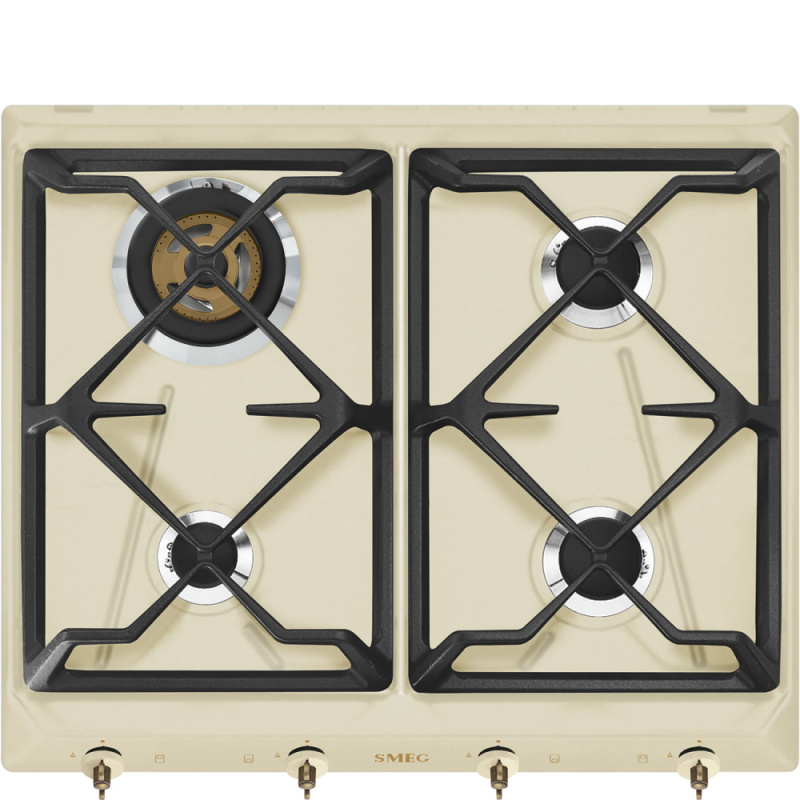 Smeg Plynová varná deska SRV864, 60 cm, 4 varné zóny, krémová (RUN) SRV864POGH