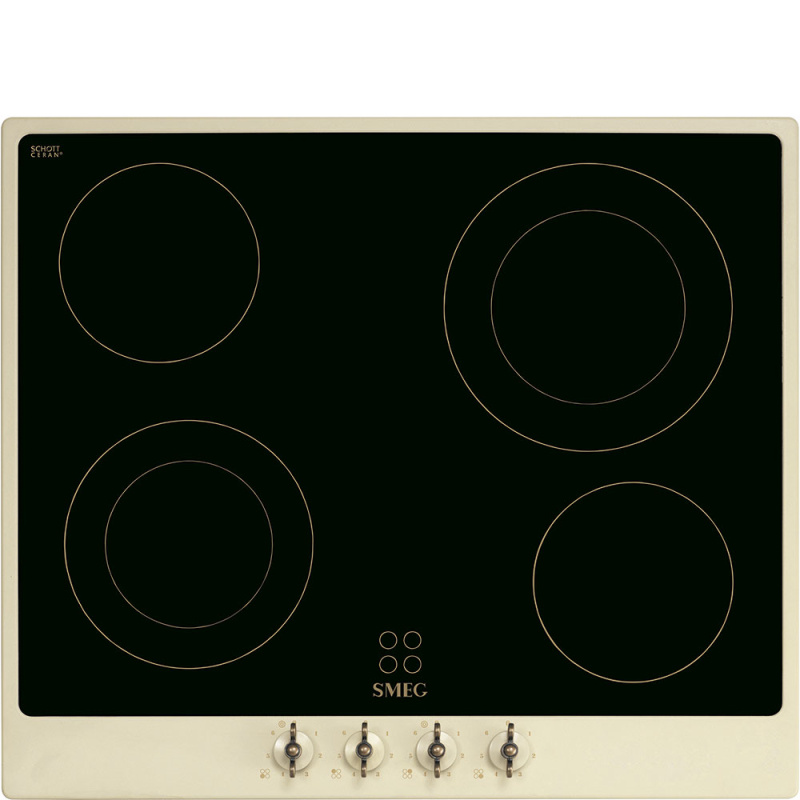 Smeg Sklokeramická varná deska se 4 varnými zónami a senzorovým ovládáním, 60 cm, P864, krémová P864PO