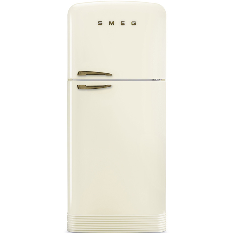 Smeg Kombinovaná lednice s mrazákem nahoře 50's Retro Styl, FAB50R, pravostranná, krémová úchyt bronz  FAB50RCRB5