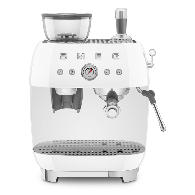 Smeg Pákový kávovar s mlýnkem EGF03, 50's Retro Style, bílá  EGF03WHEU