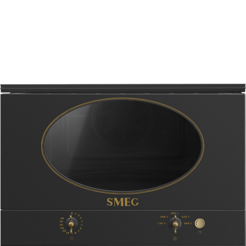 Smeg Kompaktní vestavná mikrovlnná trouba Coloniale, MP822NPO, 39 cm, objem 23 l, antracitová MP822NAO
