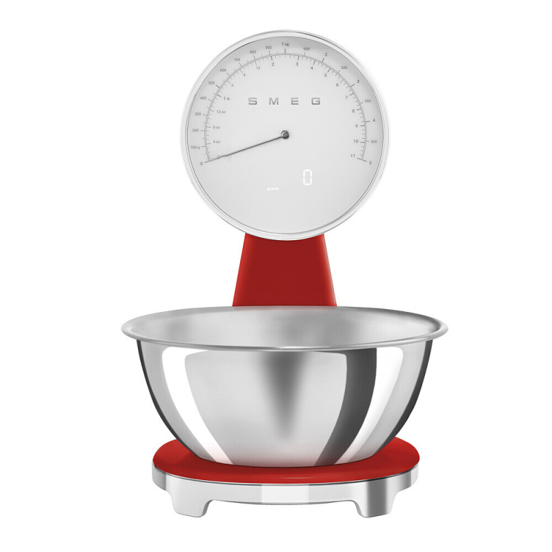 Smeg Kuchyňská váha s nerezovou miskou KSF01, červená KSF01RDWW