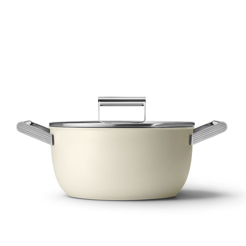 Smeg Kastrol s keramickým nepřilnavým povrchem, ∅ 24 cm, matná krémová CSF2412CRM