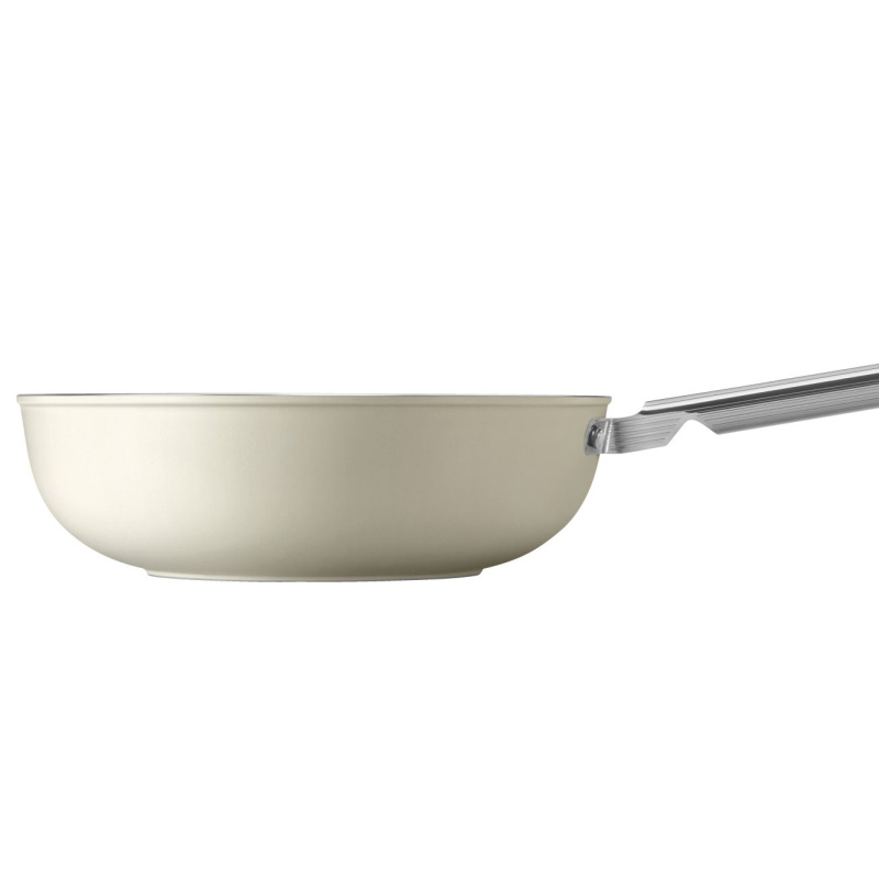 Smeg Pánev Wok s keramickým nepřilnavým povrchem, ∅ 30 cm, matná krémová WOF3002CRM