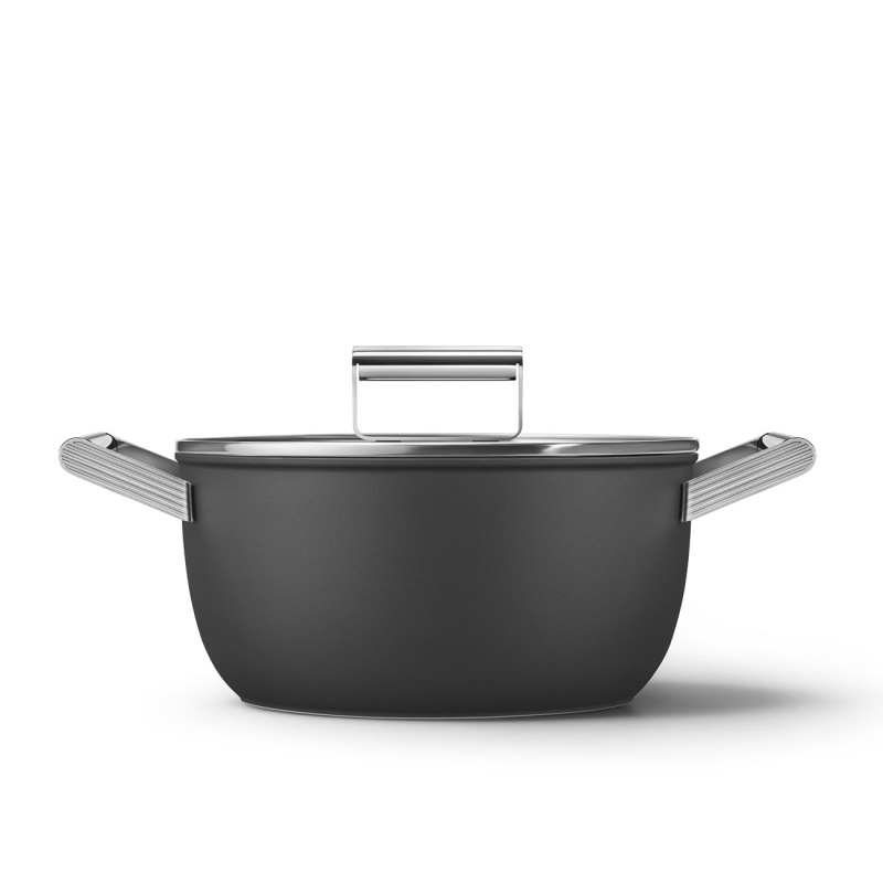 Smeg Kastrol s keramickým nepřilnavým povrchem, ∅ 24 cm, matná černá CSF2412BLM