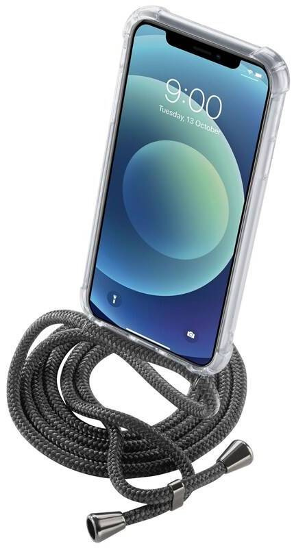 Kryt se šňůrkou CellularLine Neck-Case na mobil Apple iPhone Xr / černá / transparentní Varianta: ivi1