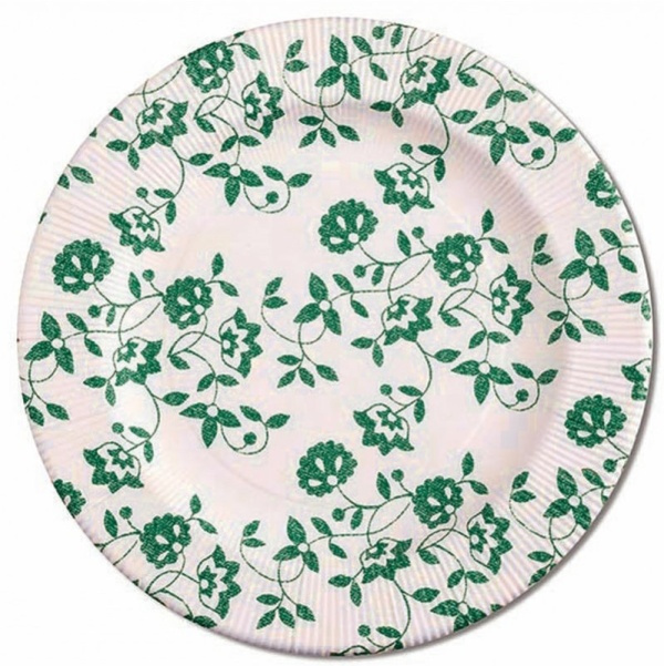 Moje Party ECO TALÍŘE papírové Květy zelené 27cm 8ks