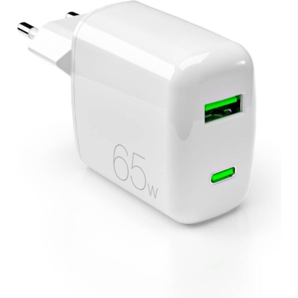 PURO MiniPro GaN nabíječka s USB-C/USB-A (65W) bílá