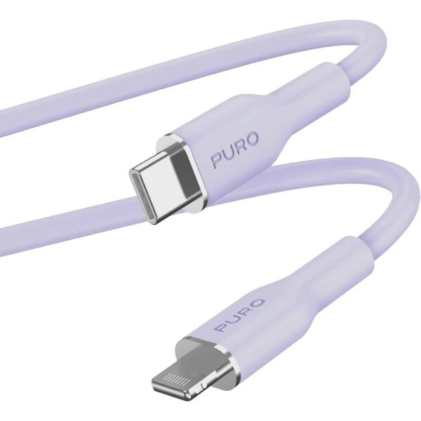PURO Soft Lightning/USB-C kabel, 1,5 m fialový