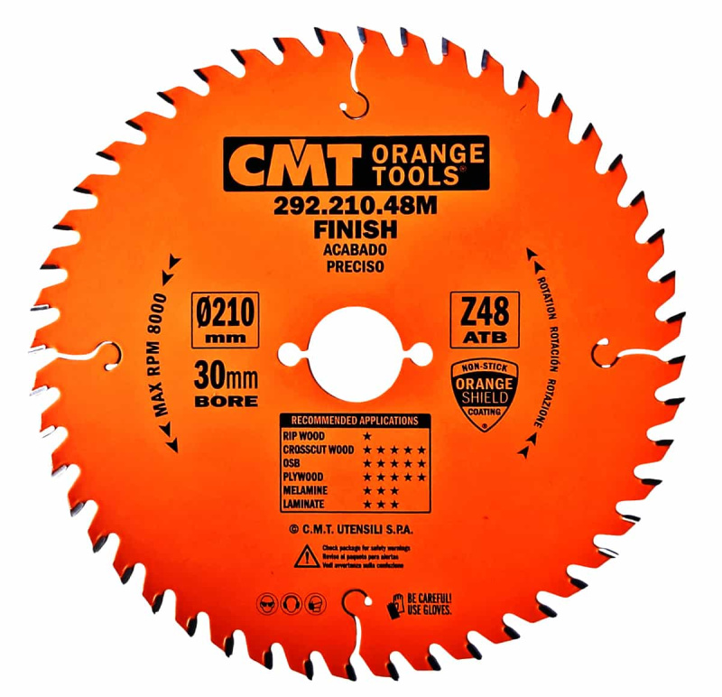 CMT | Pilový kotouč na dřevo, příčný čistý řez ø 210/30 mm Z48 WZ/ATB
