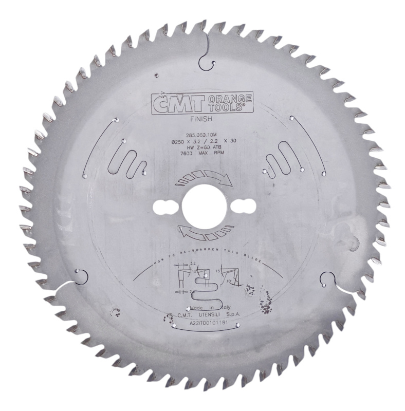 CMT | Pilový kotouč na dřevo, příčný řez ø 250/30 mm Z60 WZ/ATB