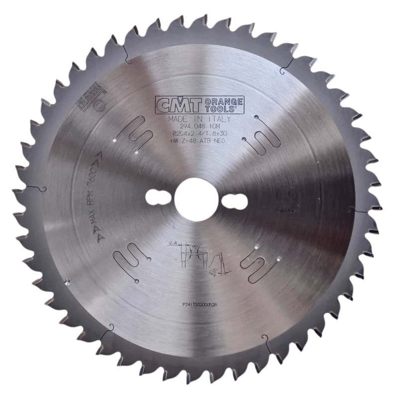 CMT | Pilový kotouč na dřevo pro pokosové pily ø 254/30 mm Z48 WZ/ATB -5° Neg