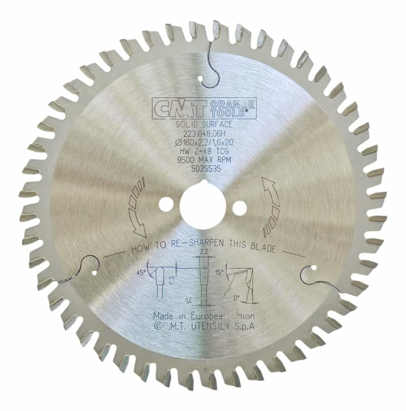 CMT | Pilový kotouč na Corian a plasty ø160/20mm Z48 TFZ/TCG