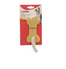 HRAČKA KOST KAUČUK + LANO 16 cm CAMON 1 ks