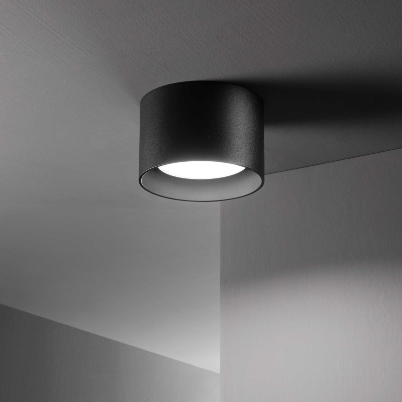 Ideal Lux Stropní přisazené svítidlo SPIKE PL1, Ø 100 mm Barva: Černá