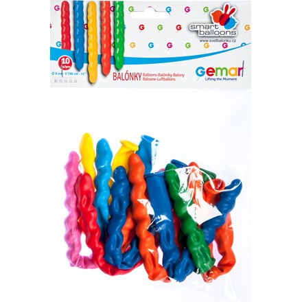 GEMAR Balónky nafukovací 8-80 cm podlouhlé barevné 10 ks