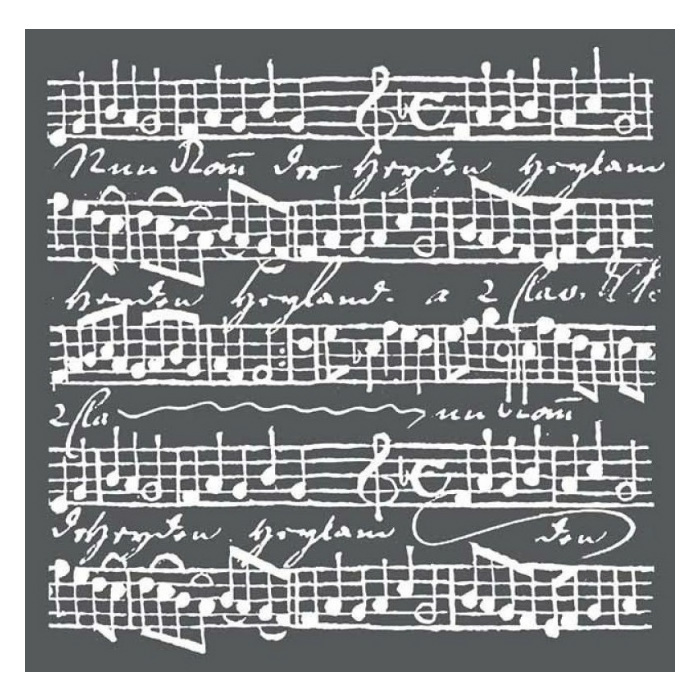 Plastová šablona 18x18cm notová osnova