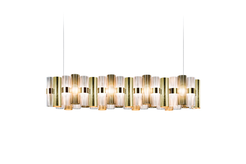 Slamp Závěsné lineární LED svítidlo LA LOLLO 140 Barva: Zlatá