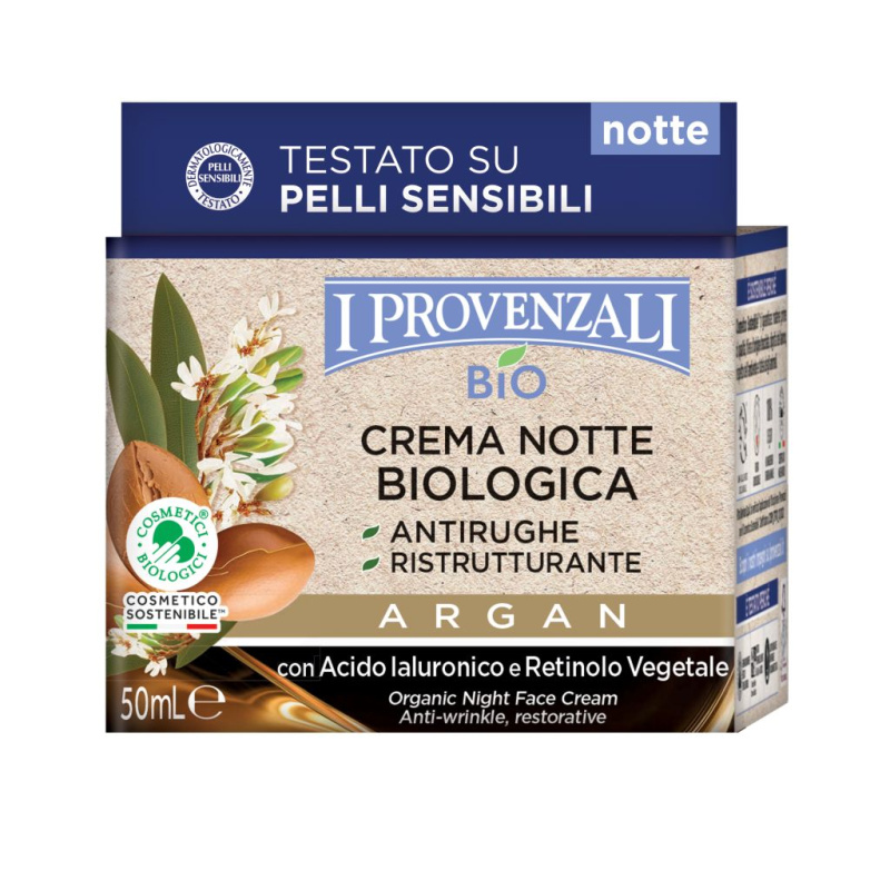 I Provenzali BIO noční krém proti vráskám Argan, 50 ml