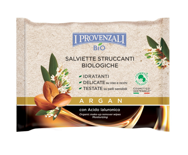 I Provenzali BIO čisticí ubrousky na odlíčení Argan, 20ks