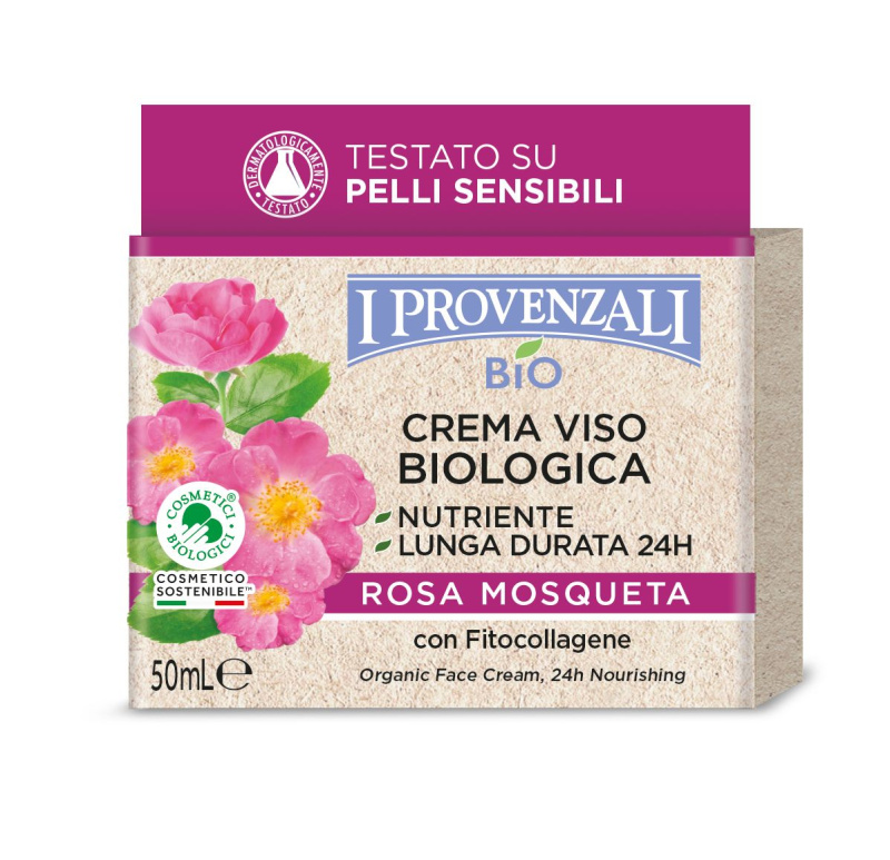 I Provenzali BIO výživný pleťový krém Rosa, 50 ml