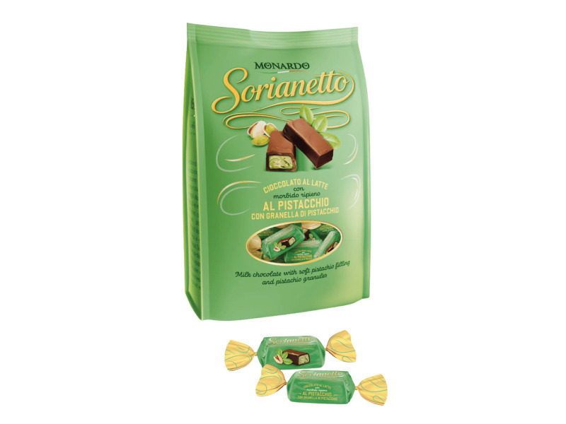 Monardo Plněná pralinka s pistáciovým krémem a pistáciemi (Sorianetto Al Pistacchio) 80g