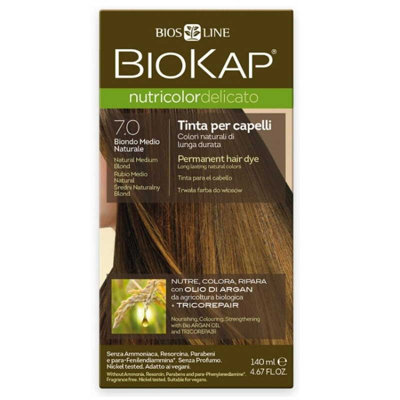 BIOKAP Barva na vlasy 7.0 Blond přírodní střední 140 ml