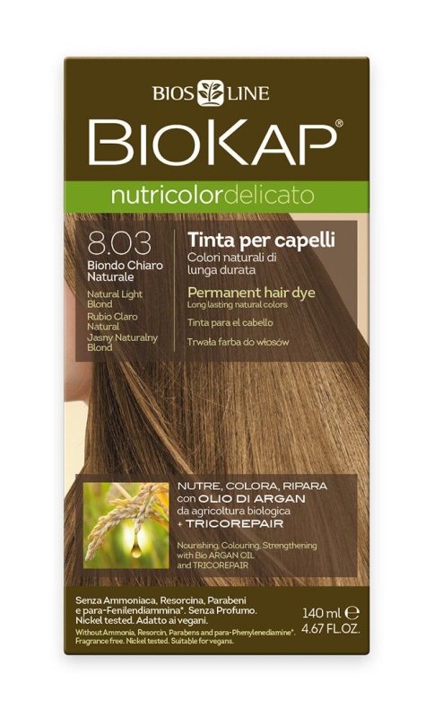 BIOKAP Barva na vlasy 8.03 Blond přírodní světlá 140 ml