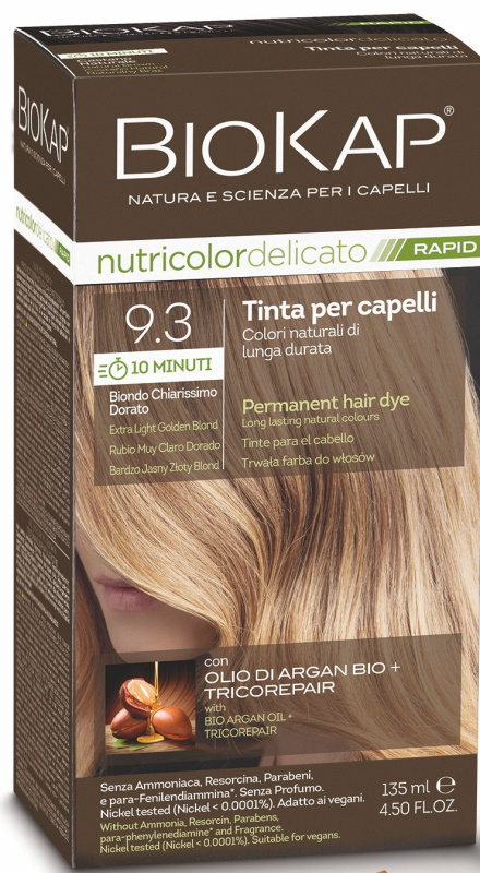 BIOKAP Nutricolor Delicato Rapid 9.3 Světlá zlatá blond barva na vlasy 135 ml