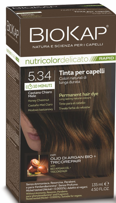 BIOKAP Nutricolor Delicato Rapid 5.34 Medově kaštanová barva na vlasy 135 ml