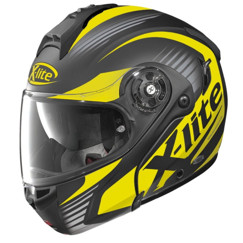 Výklopná moto helma X-Lite X-1004 P/J Nordhelle N-Com Flat Black-Yellow černo-žlutá XS (53-54)