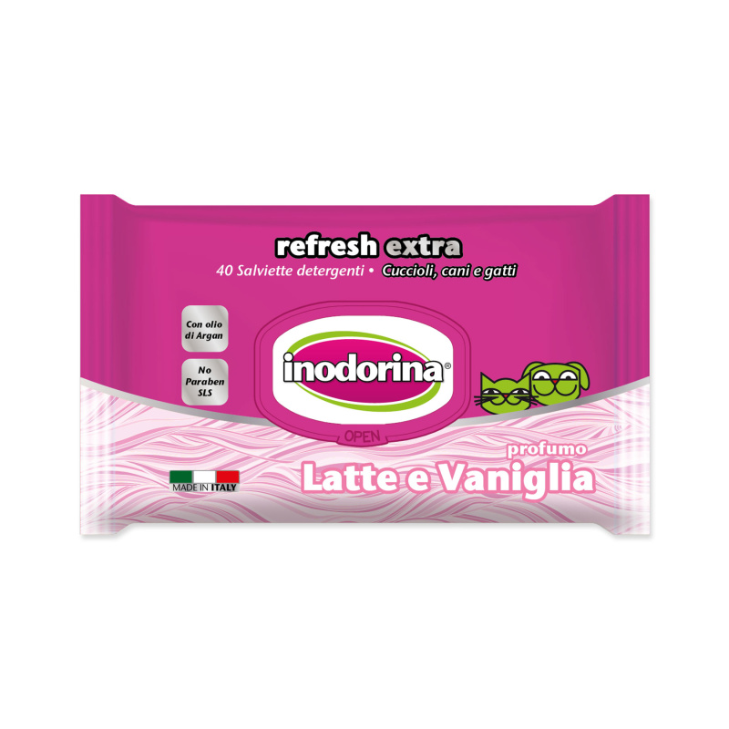 Ubrousky INODORINA Mléko a Vanilka s vitamíny 40 ks