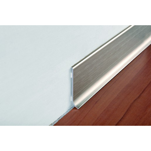 Lišta soklová Progress Profile stříbrná lesk, hliník, délka 200 cm, výška hrany 60 mm, BTBS60