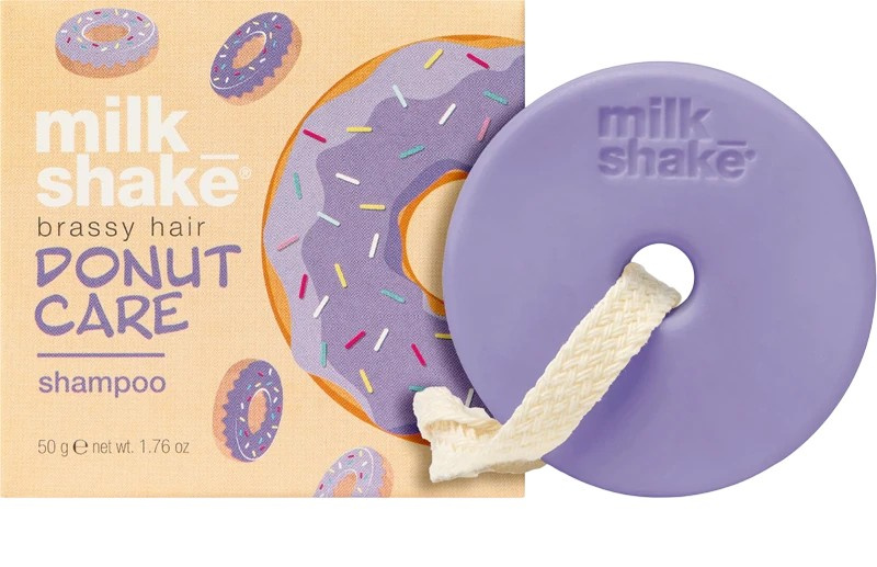 Milk Shake Silver Shine Donut Care Shampoo tuhý šampon pro blond vlasy 50 g