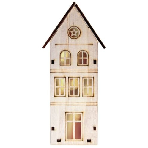 Dřevěný domeček s LED světlem 6,6×15×5,5cm