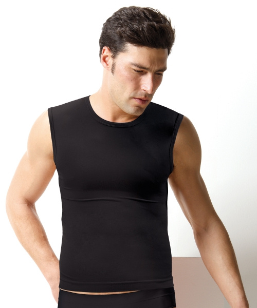 Pánské triko bezešvé T-shirt girocollo smanicata Intimidea Barva: Černá, velikost S/M