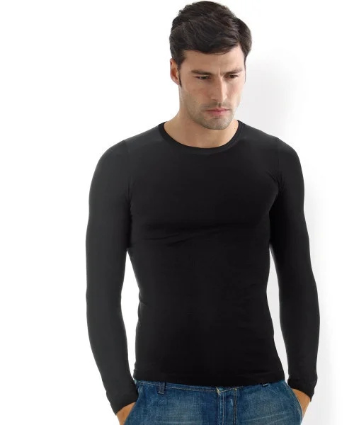 Intimidea Pánské triko bezešvé T-shirt girocollo manica lunga Barva: Černá, velikost S/M