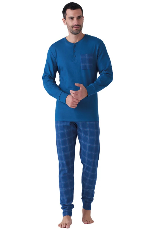 Pánské pyžamo Karelpiu KF7134 Sv. modrá 5XL