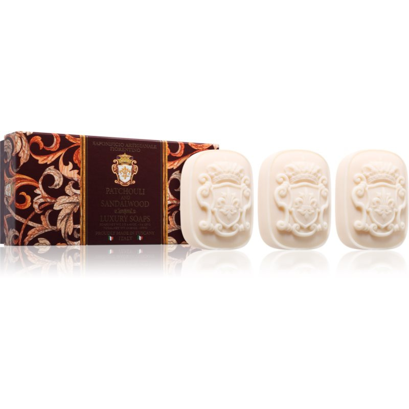 Saponificio Artigianale Fiorentino Patchouli and Sandalwood Set sada tuhých mýdel