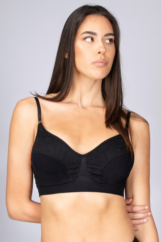 Dámská bezešvá podprsenka Bra Silhouette Jacquard Intimidea Barva: Černá, velikost L/XL