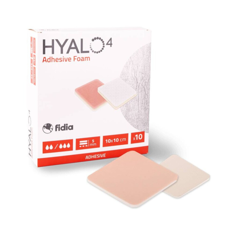 HYALO4 SILICONE ADHESIVE NON-BORDER FOAM DRESSING 10 X 10 SILIKONOVÉ ADHEZIVNÍ KRYTÍ BEZ LEPIVÉHO OKRAJE, 10