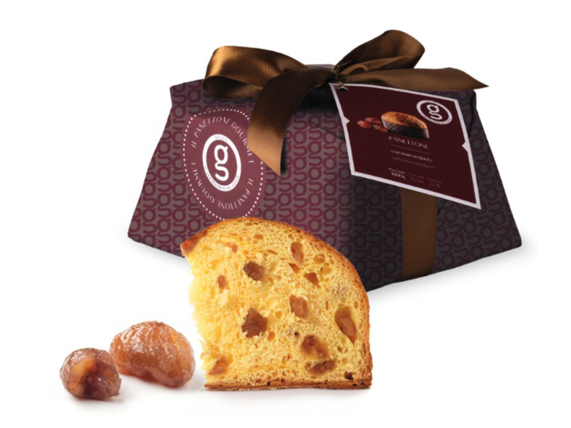 Golosi Panettone s kandovanými kaštany Marron Glacés (ručně baleno) 750g