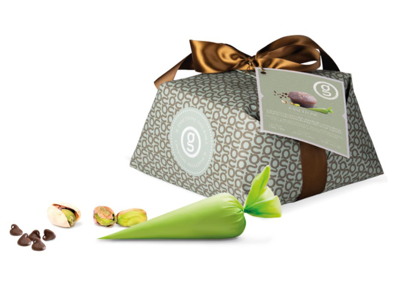 Golosi Panettone s hořkou čokoládou a pistáciovým krémem (ručně baleno) 750g