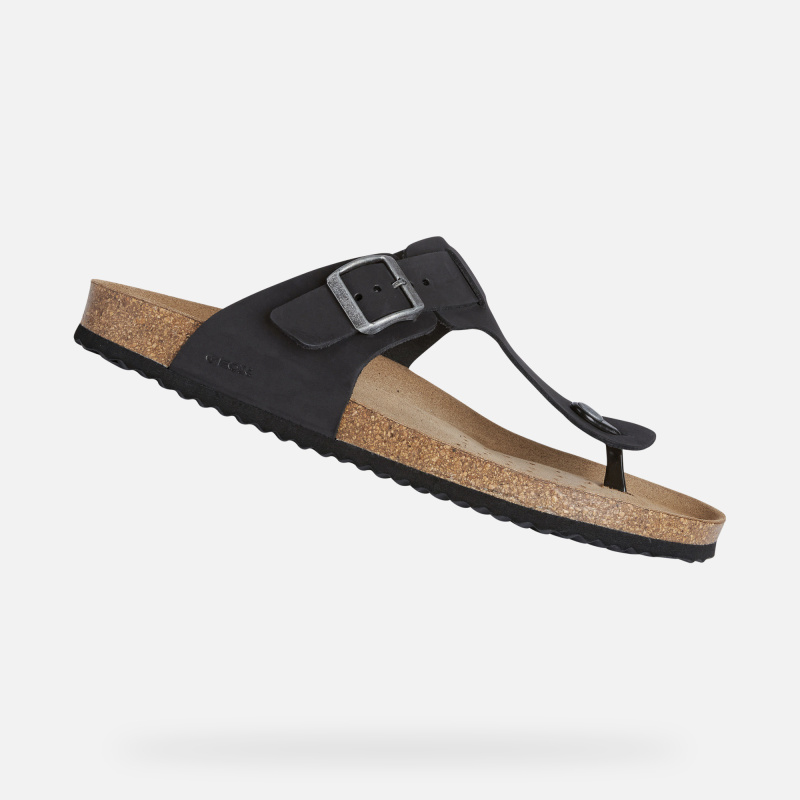 Černé pánské žabky Geox Ghita - Pánské