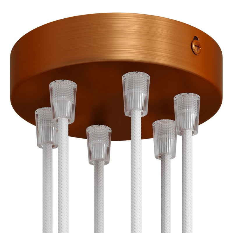 creative cables Válcový kovový stropní baldachýn - 6 otvorů Barva komponentu: Matná měď, Kabelová průchodka: Kuželová